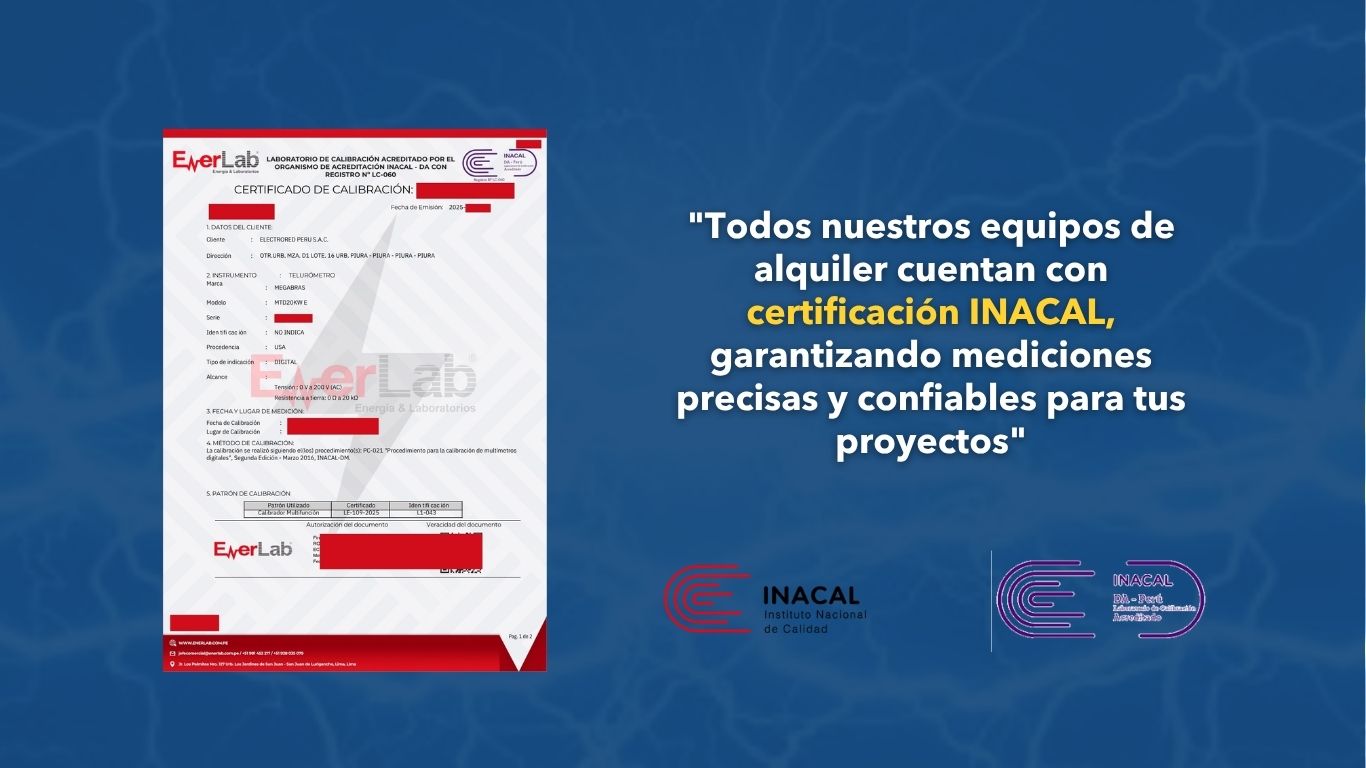 Certificado de Calibración INACAL — Electrored Perú SAC
